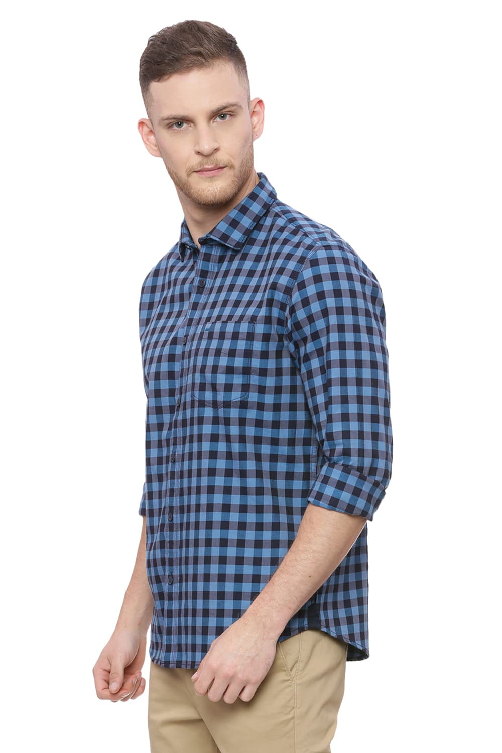 BASICS SLIM FIT CHECKS SHIRT