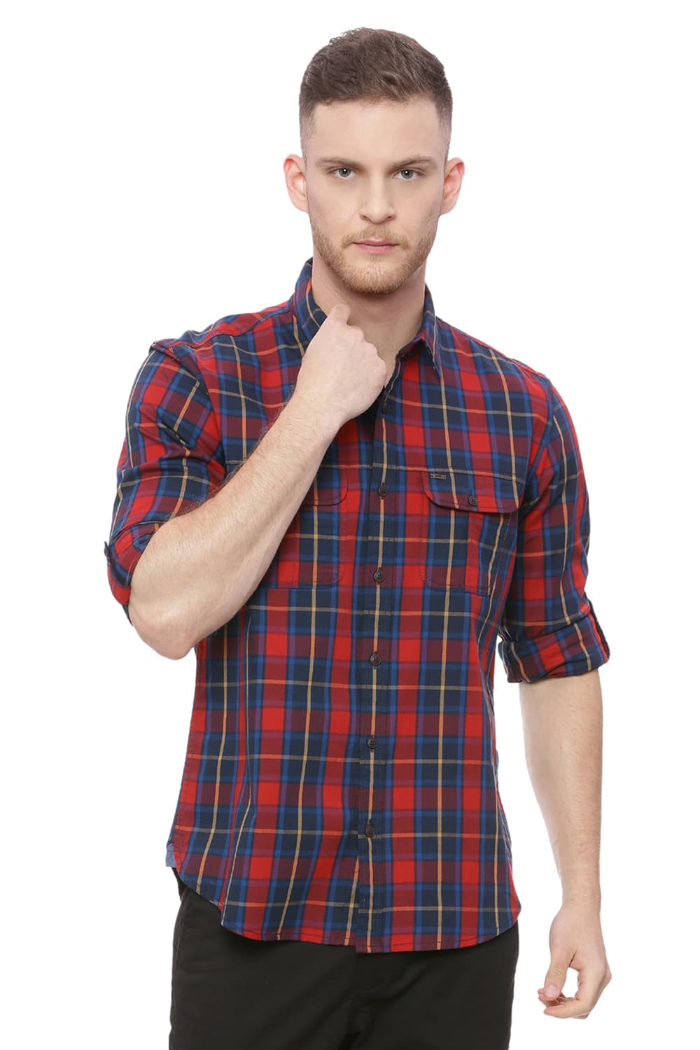 BASICS SLIM FIT CHECKS SHIRT