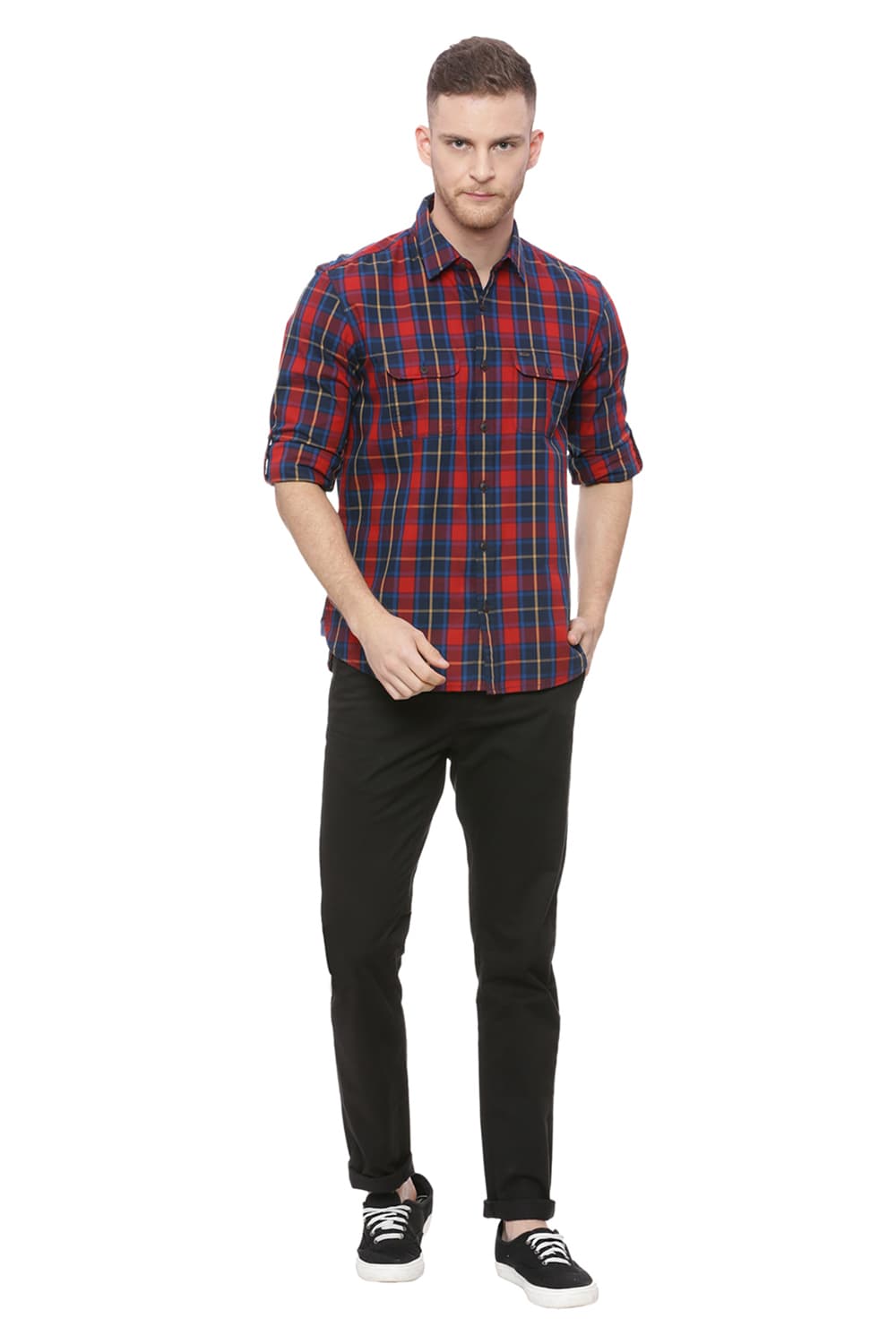 BASICS SLIM FIT CHECKS SHIRT