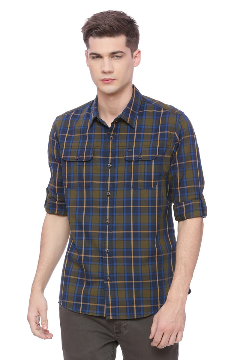 BASICS SLIM FIT CHECKS SHIRT