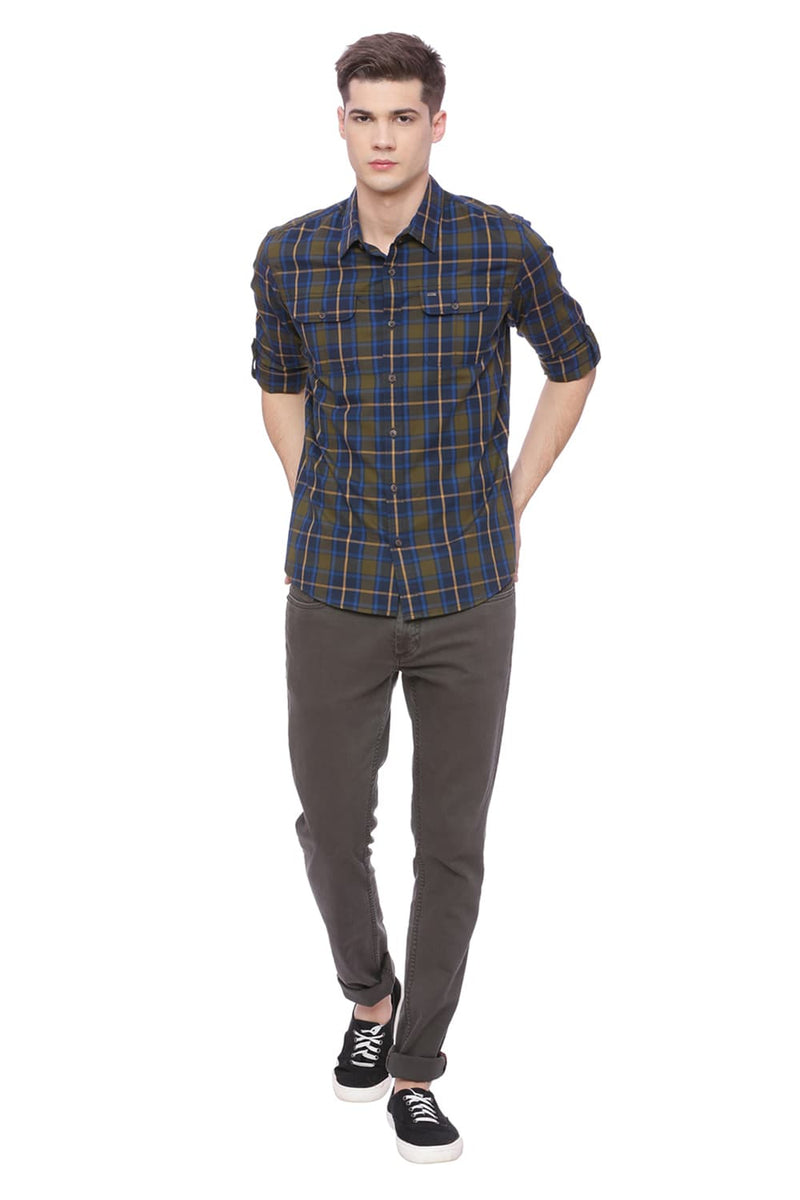 BASICS SLIM FIT CHECKS SHIRT