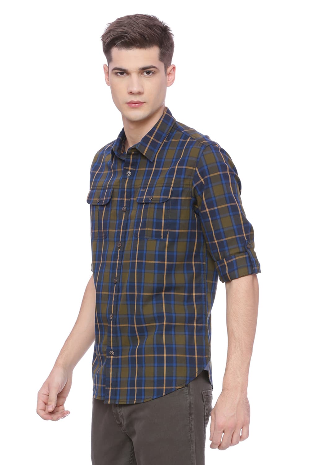 BASICS SLIM FIT CHECKS SHIRT