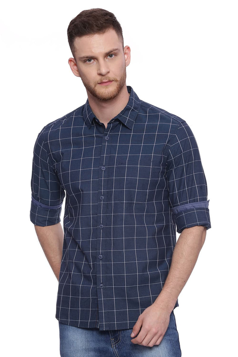 BASICS SLIM FIT CHECKS SHIRT