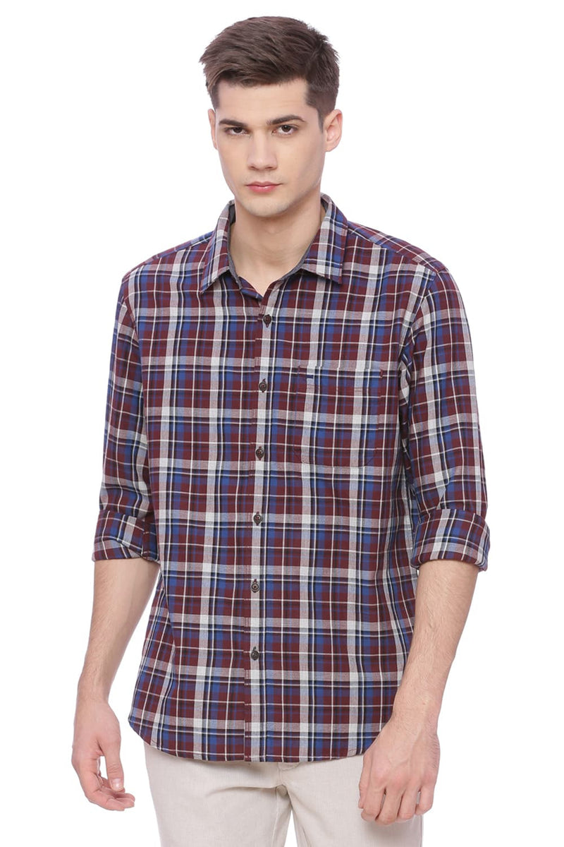 BASICS SLIM FIT CHECKS SHIRT