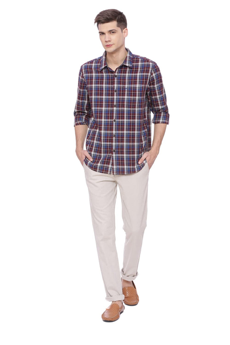 BASICS SLIM FIT CHECKS SHIRT