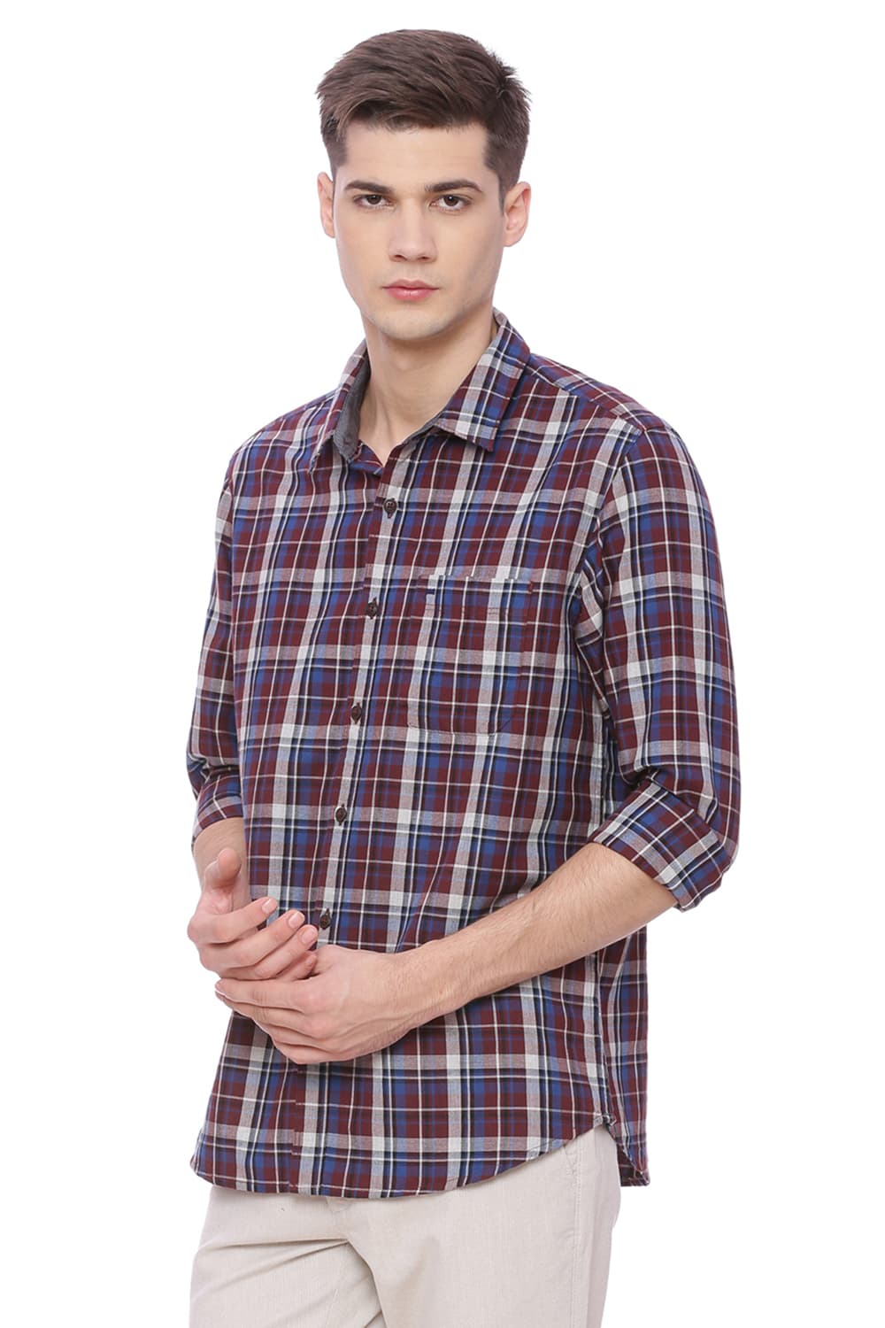 BASICS SLIM FIT CHECKS SHIRT