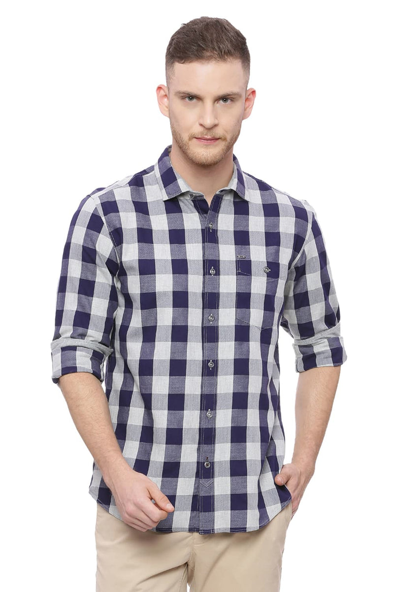 BASICS SLIM FIT CHECKS SHIRT