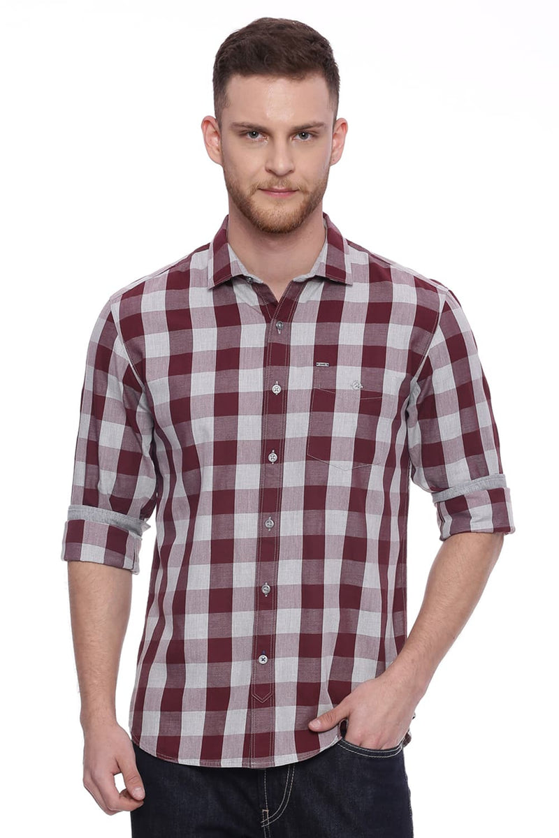 BASICS SLIM FIT CHECKS SHIRT