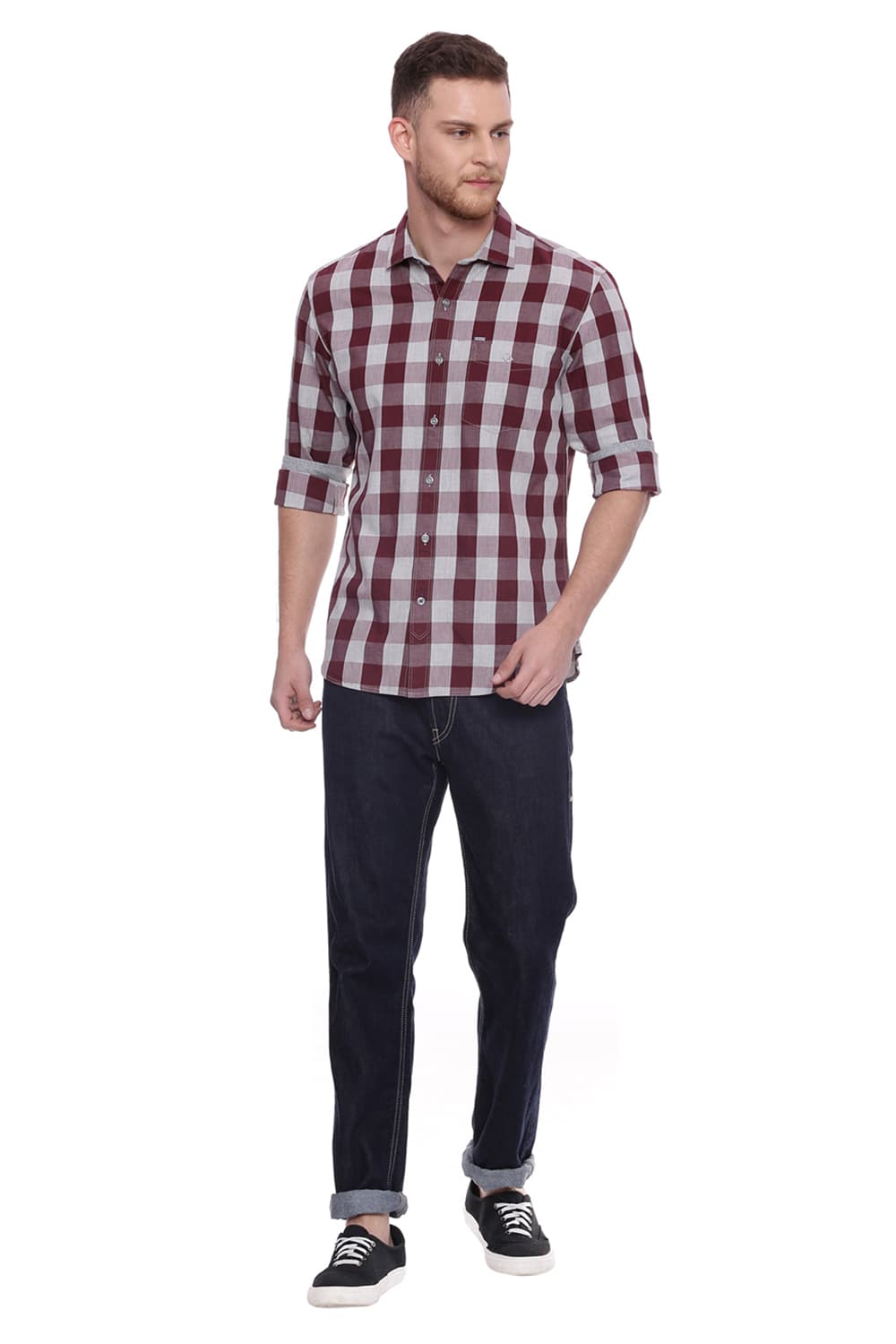 BASICS SLIM FIT CHECKS SHIRT