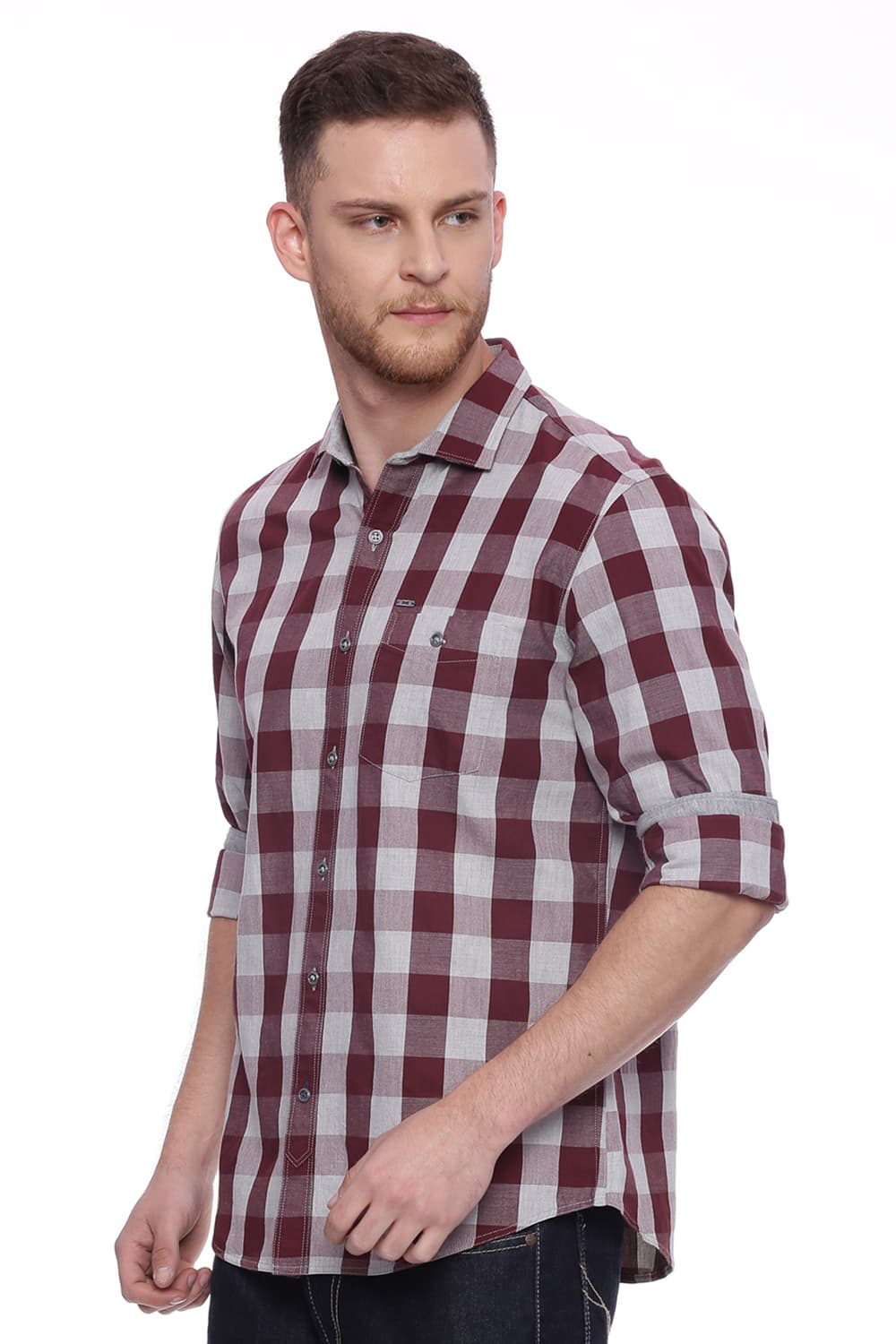 BASICS SLIM FIT CHECKS SHIRT