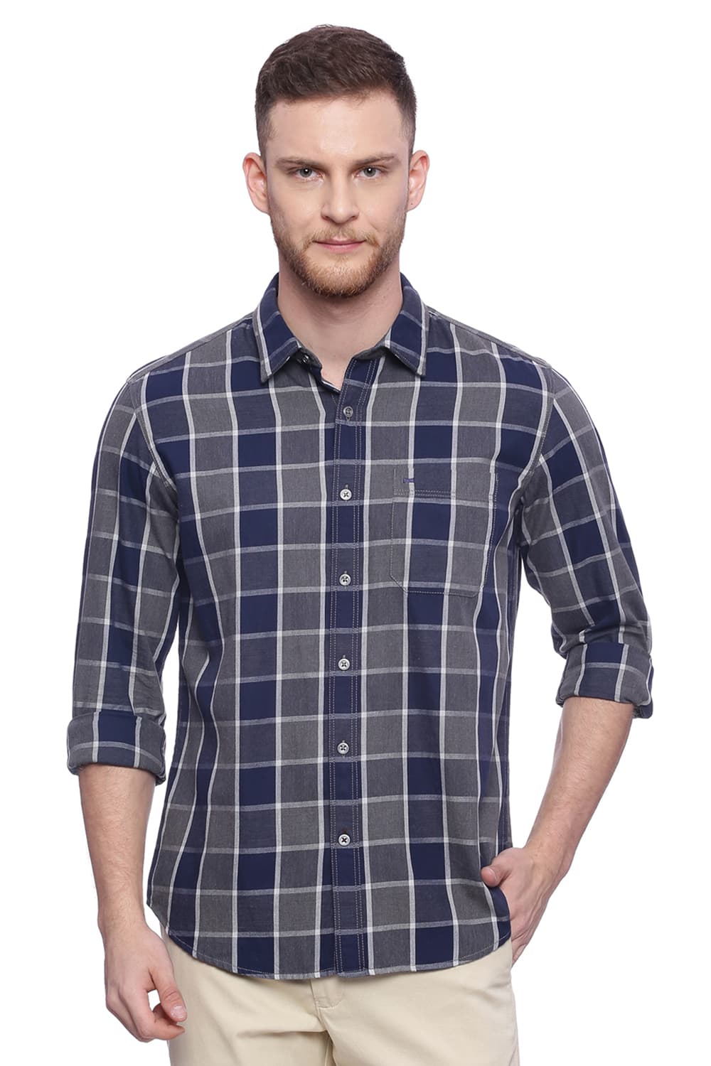 BASICS SLIM FIT CHECKS SHIRT