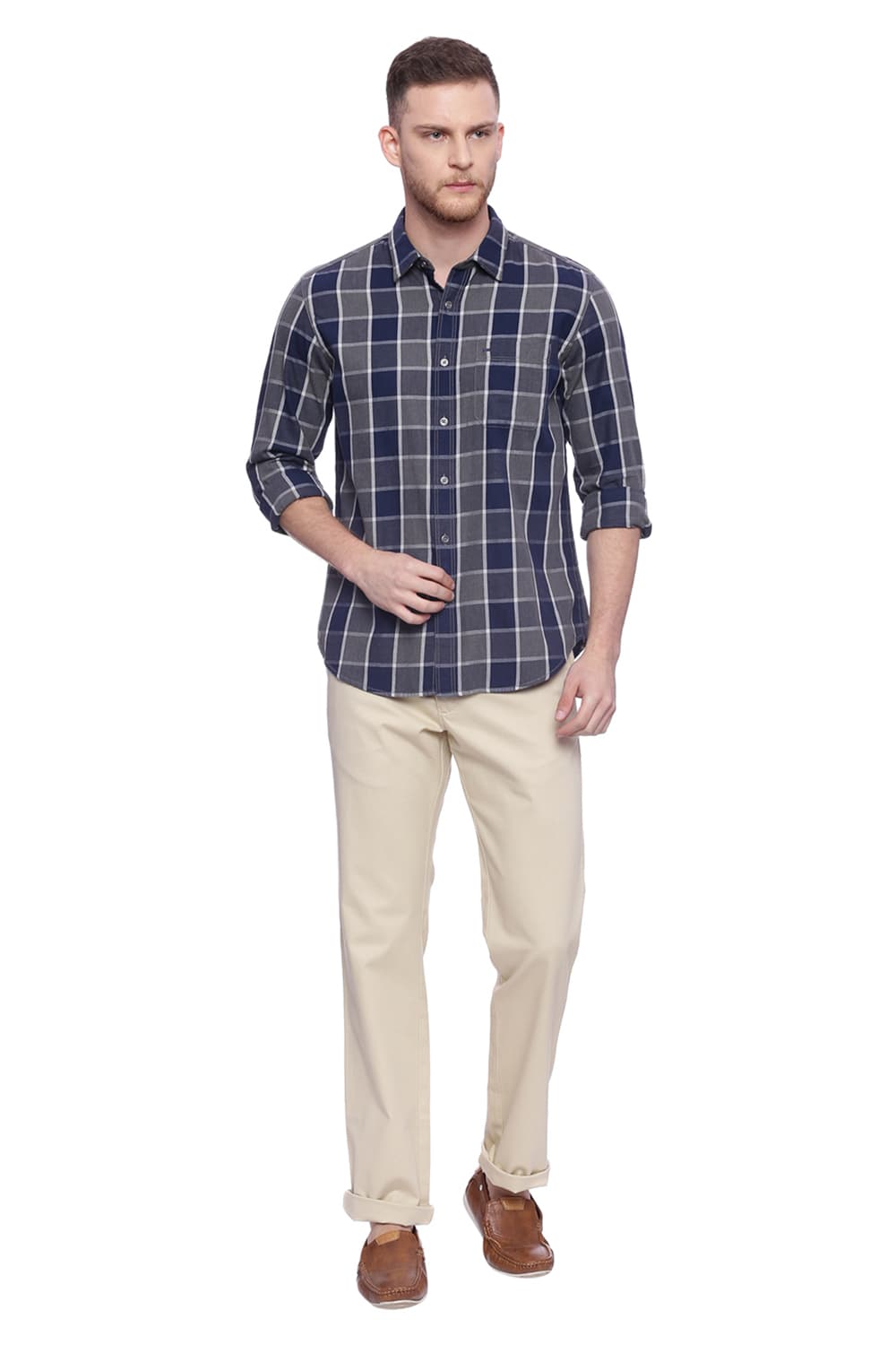 BASICS SLIM FIT CHECKS SHIRT