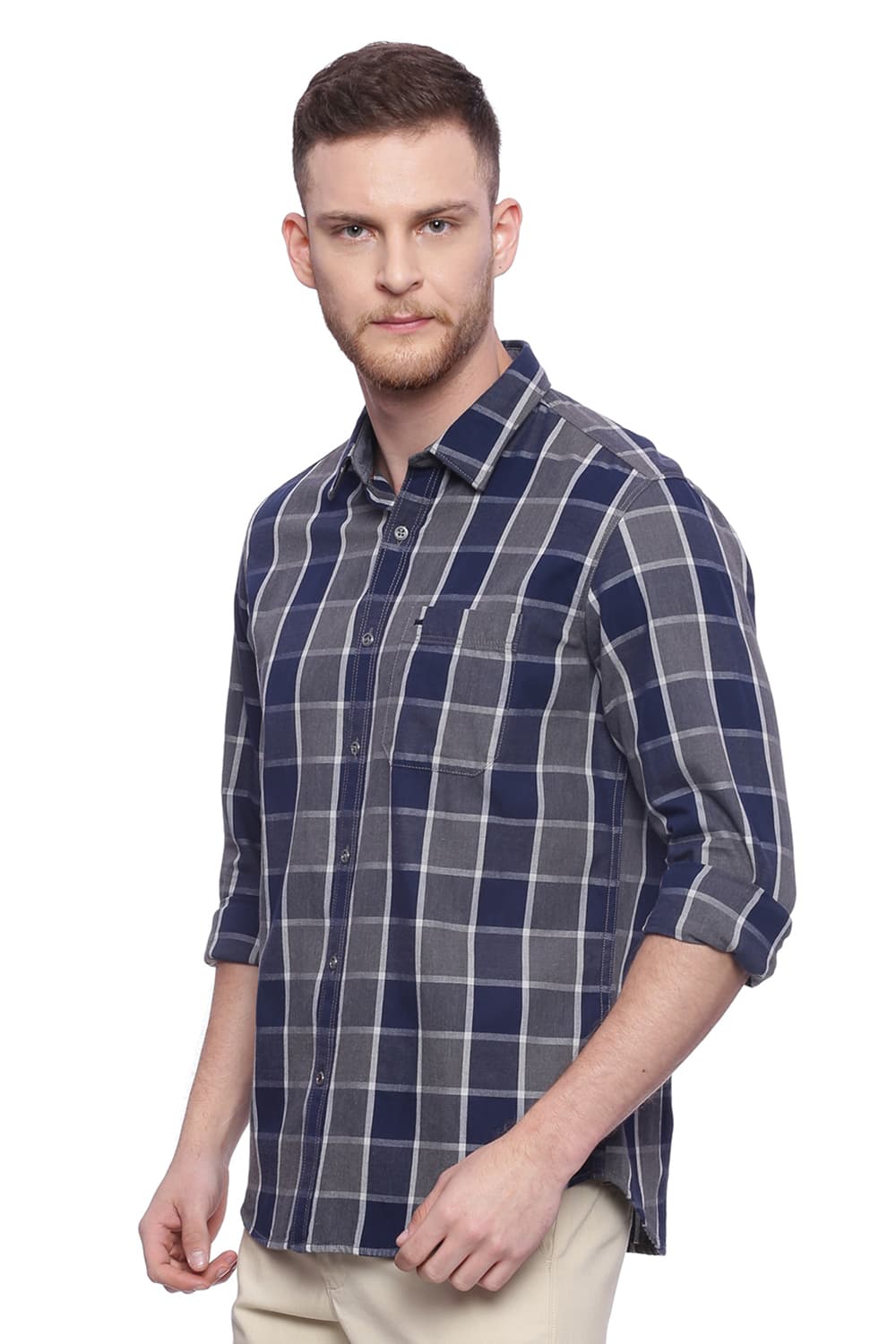 BASICS SLIM FIT CHECKS SHIRT