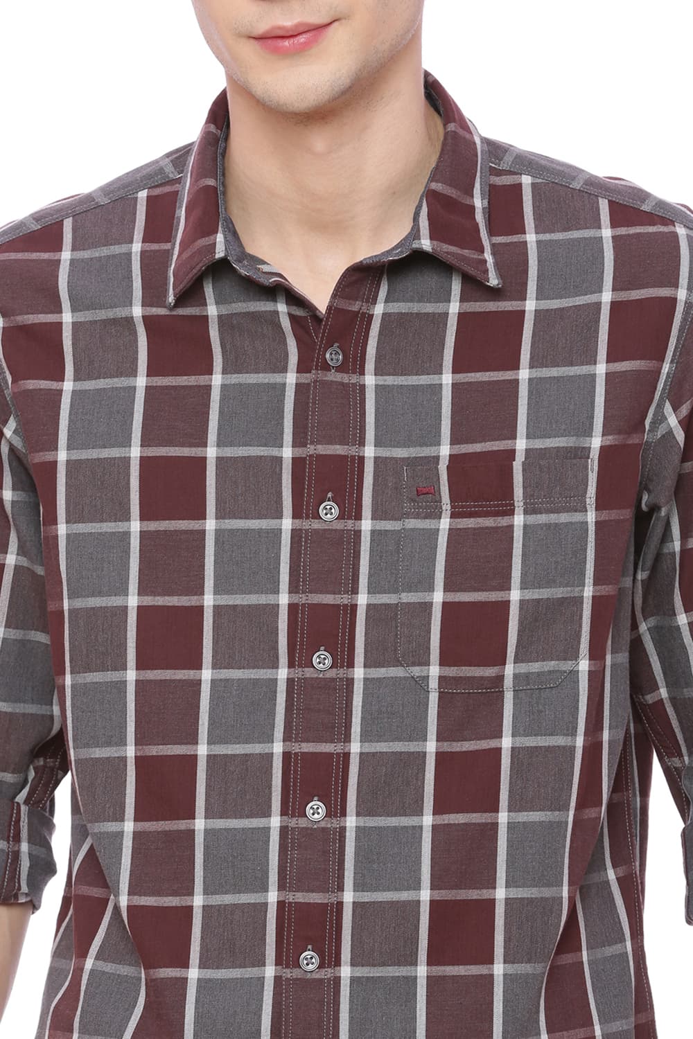 BASICS SLIM FIT CHECKS SHIRT