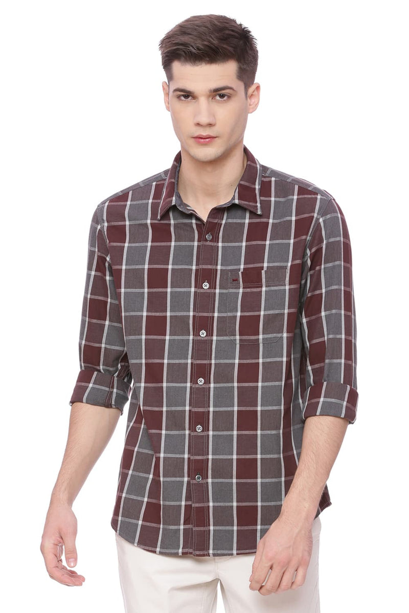 BASICS SLIM FIT CHECKS SHIRT