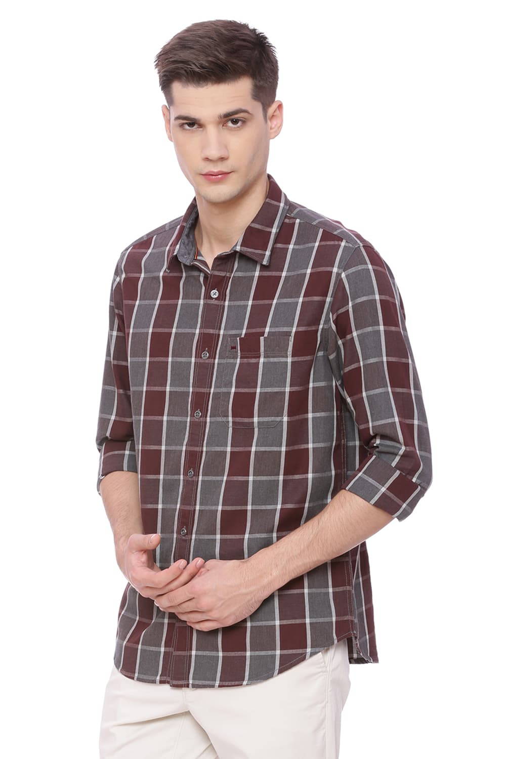 BASICS SLIM FIT CHECKS SHIRT