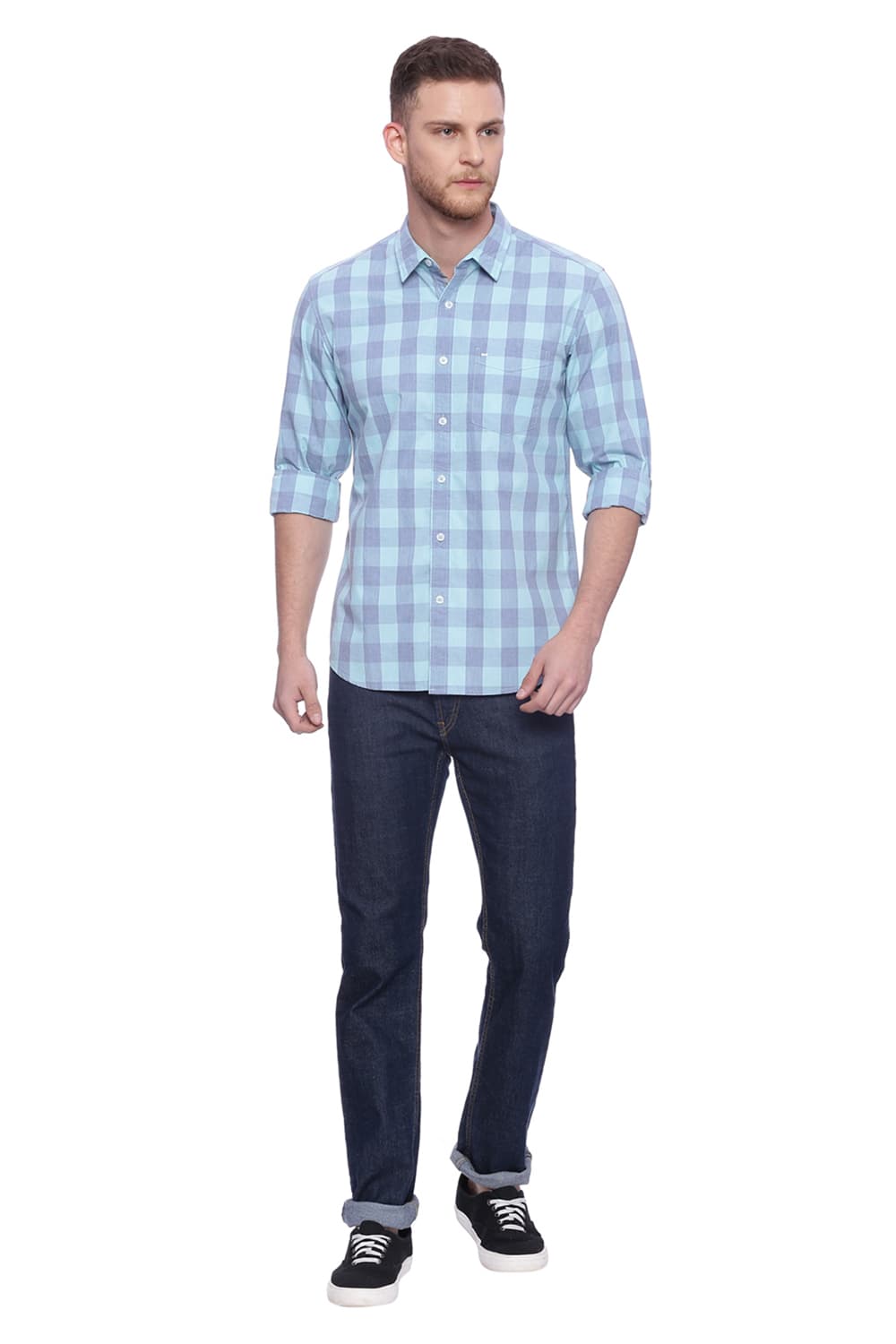 BASICS SLIM FIT CHECKS SHIRT