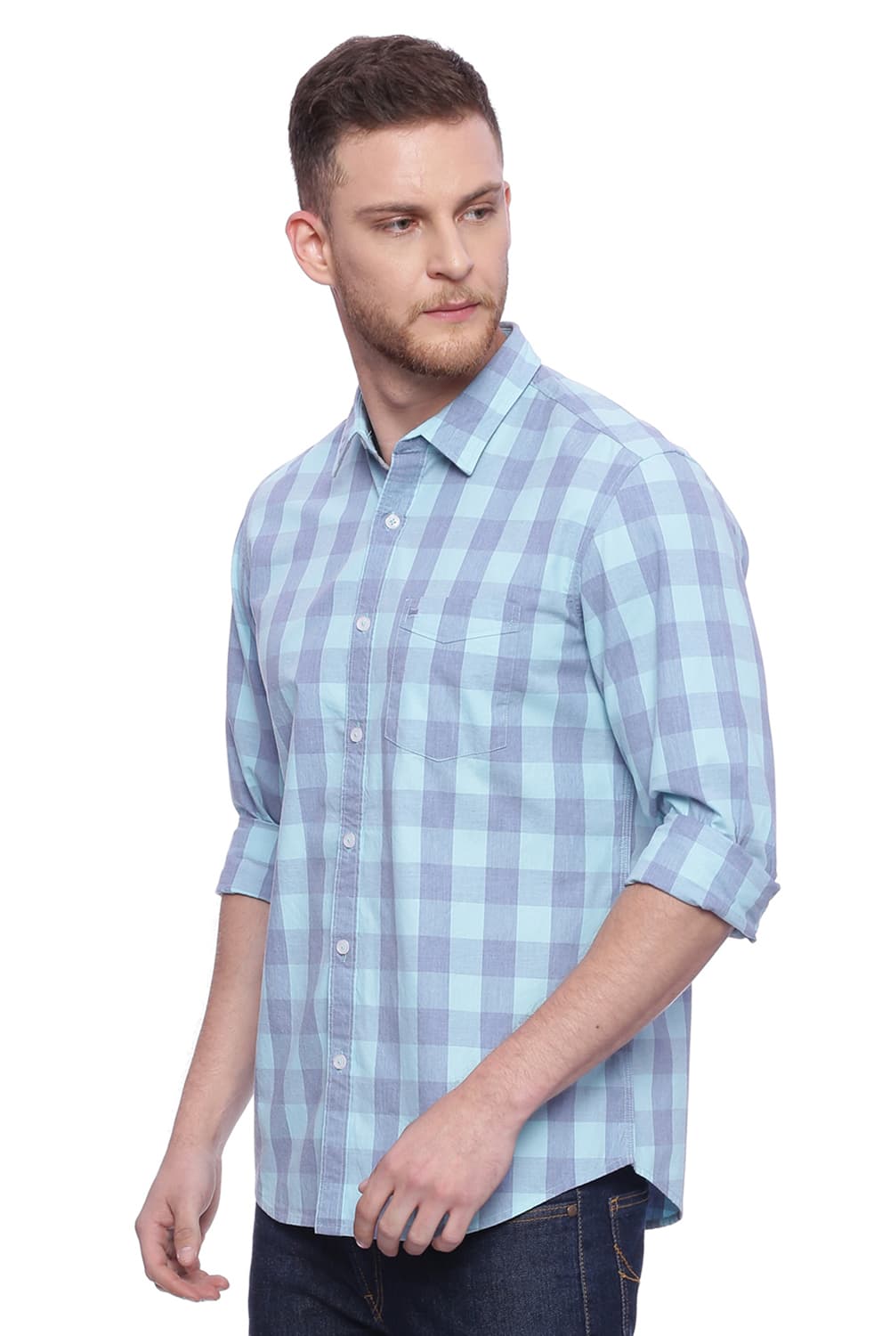 BASICS SLIM FIT CHECKS SHIRT