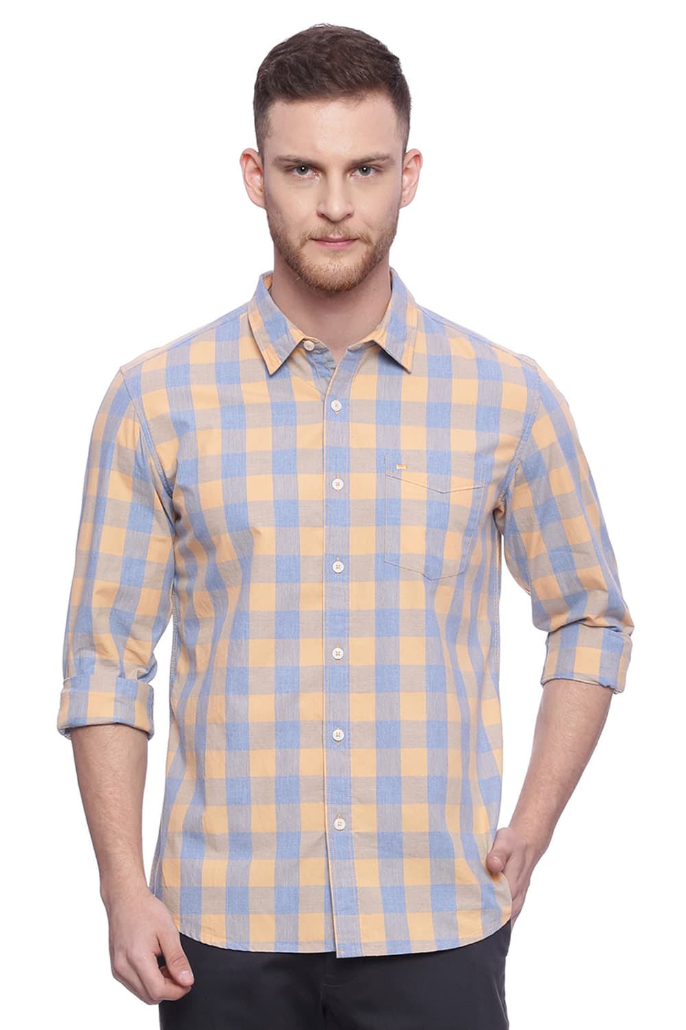 BASICS SLIM FIT CHECKS SHIRT