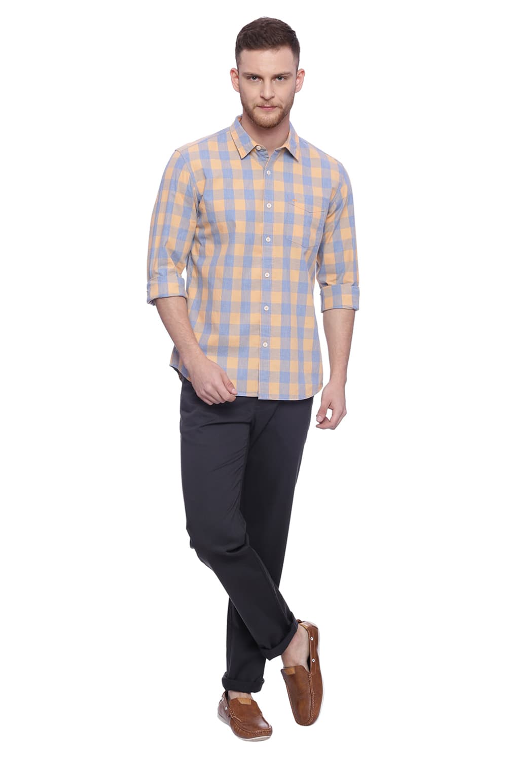 BASICS SLIM FIT CHECKS SHIRT