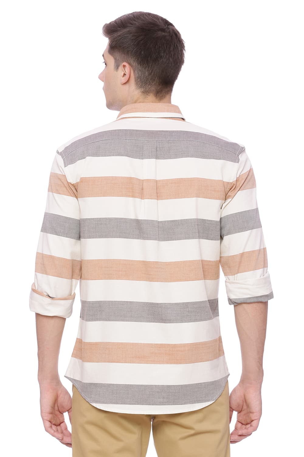 BASICS SLIM FIT WEFT STRIPES SHIRT