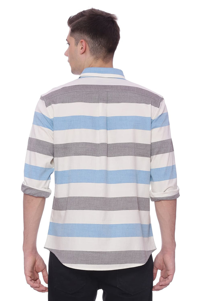 BASICS SLIM FIT WEFT STRIPES SHIRT