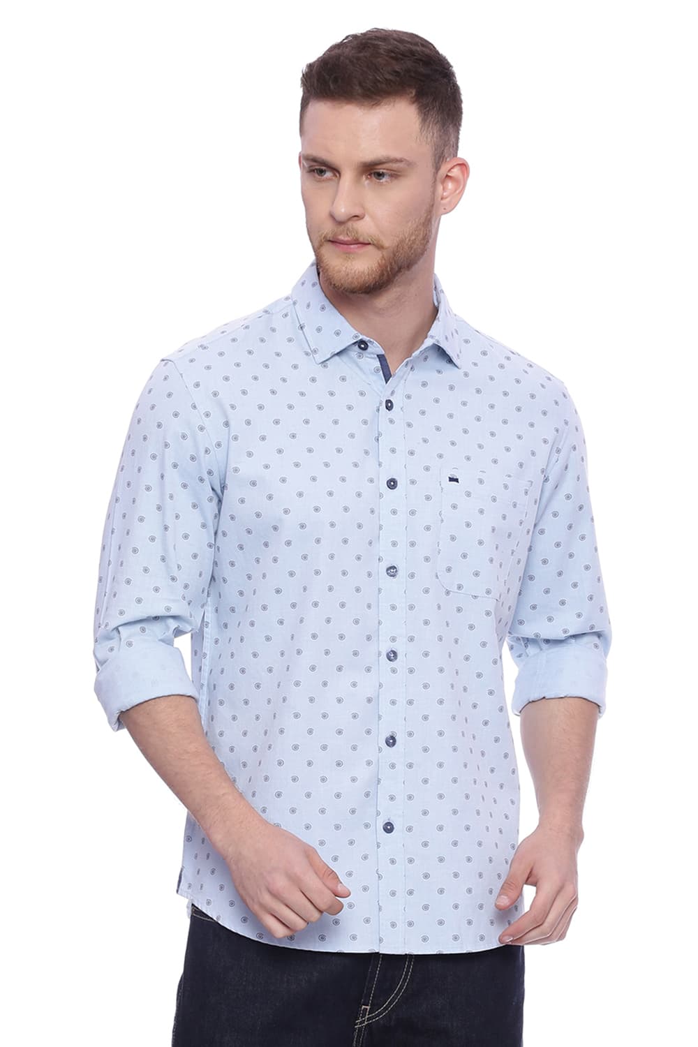 BASICS SLIM FIT PRINTED SHIRT