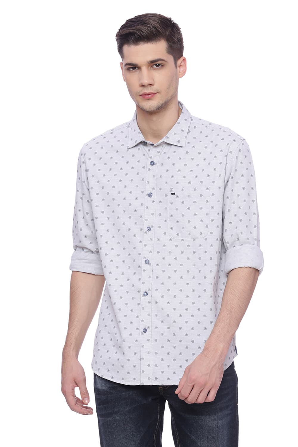 BASICS SLIM FIT PRINTED SHIRT