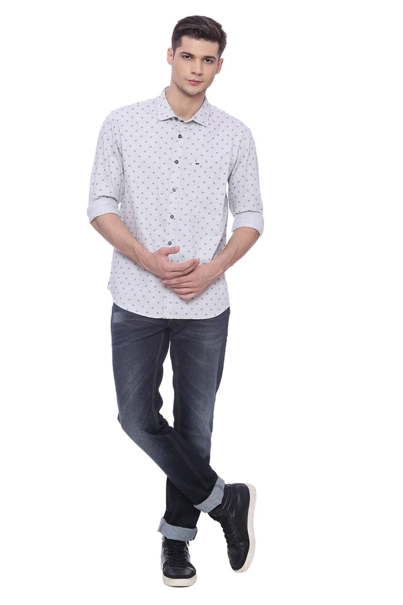 BASICS SLIM FIT PRINTED SHIRT