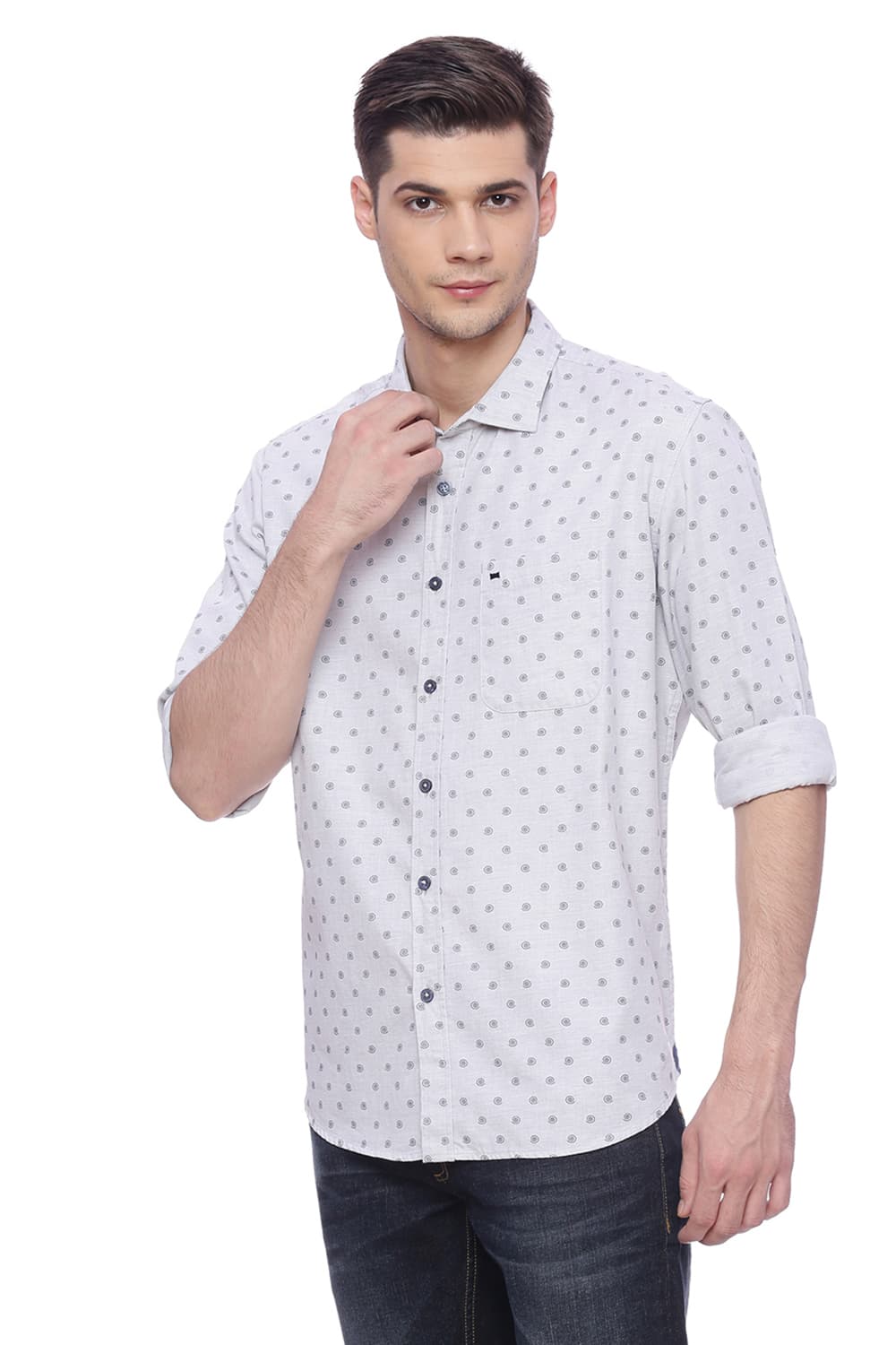 BASICS SLIM FIT PRINTED SHIRT