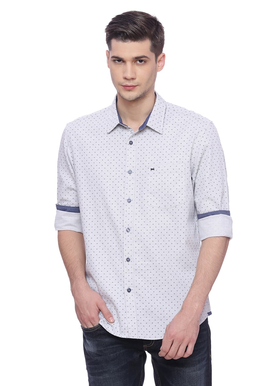 BASICS SLIM FIT PRINTED SHIRT