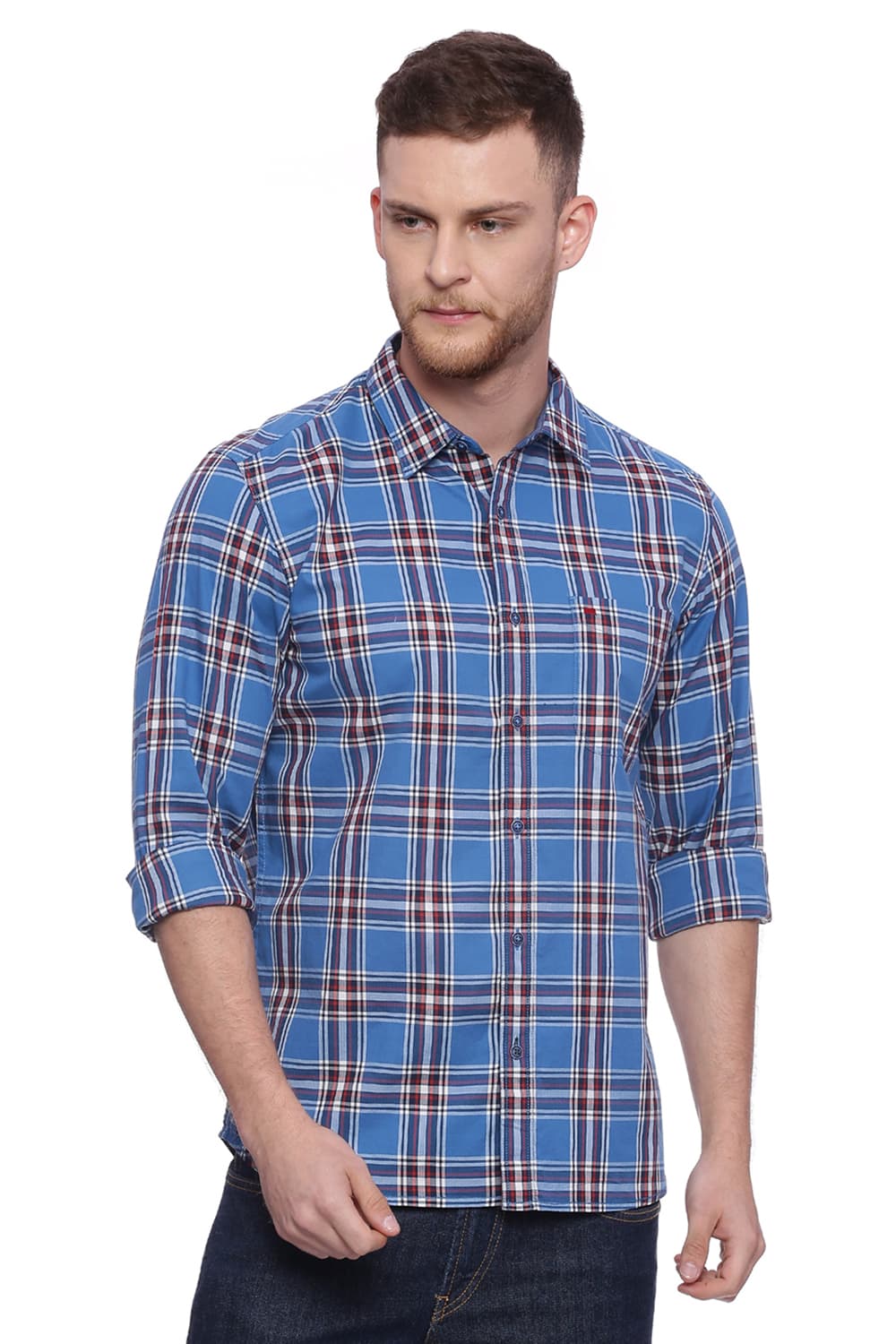 BASICS SLIM FIT CHECKS SHIRT