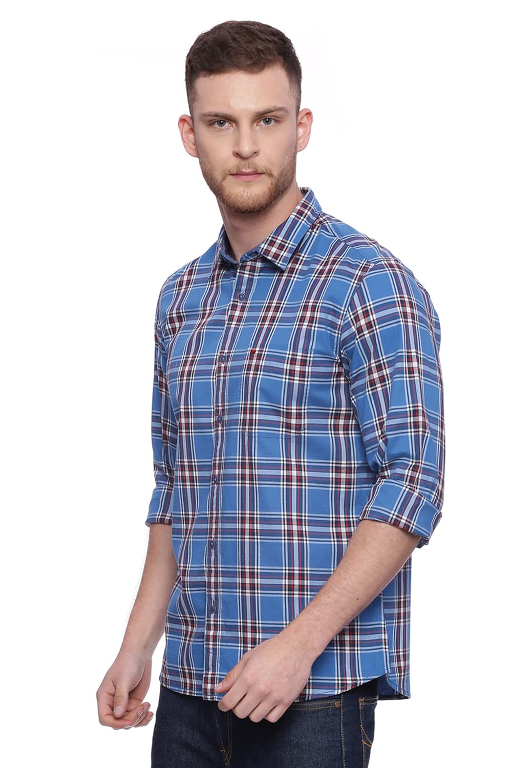 BASICS SLIM FIT CHECKS SHIRT