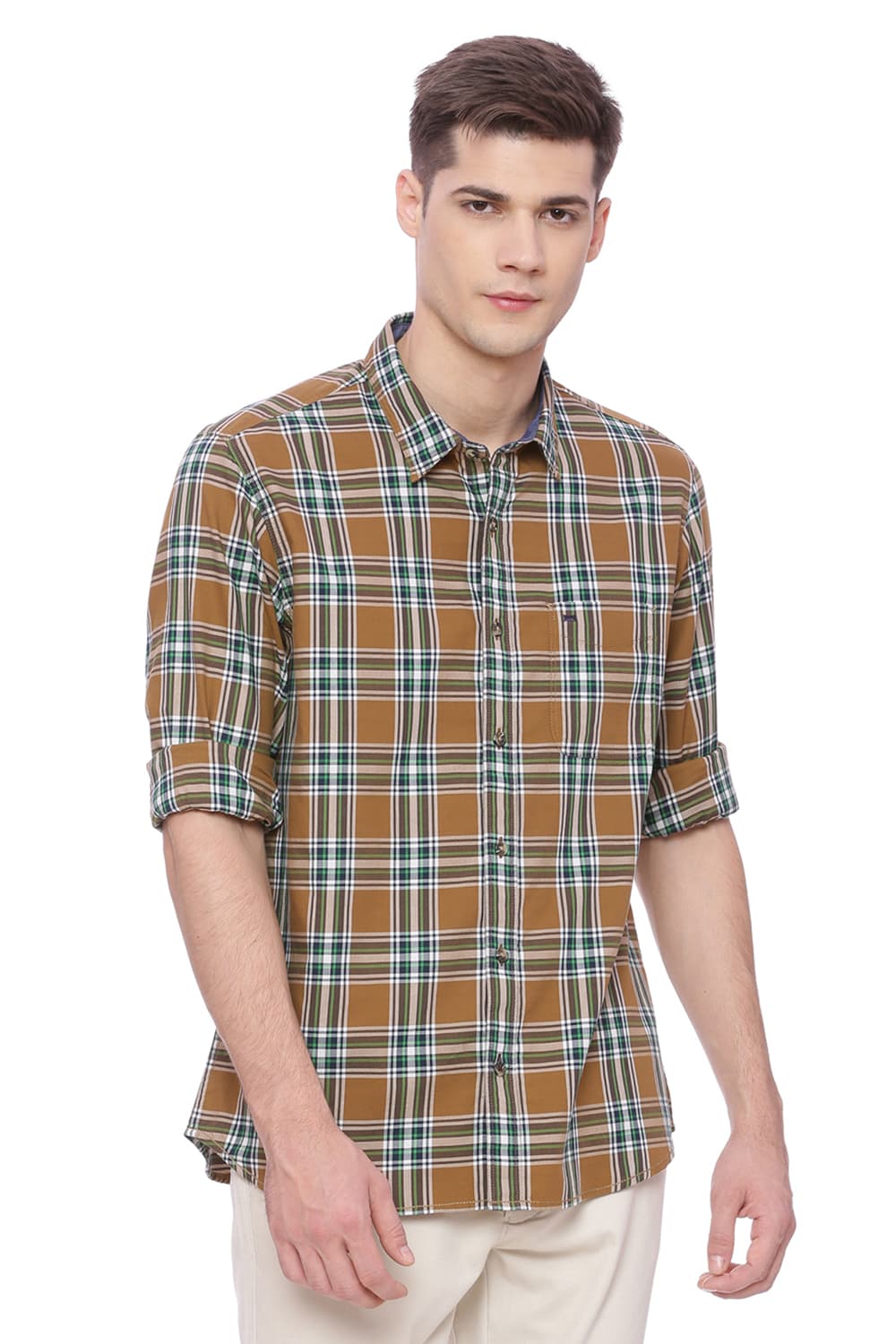 BASICS SLIM FIT CHECKS SHIRT