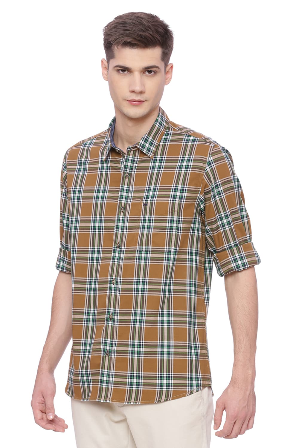 BASICS SLIM FIT CHECKS SHIRT