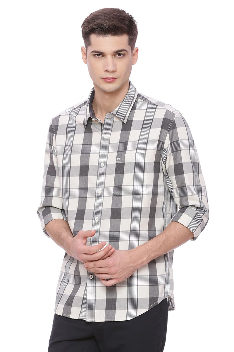 BASICS SLIM FIT CHECKS SHIRT