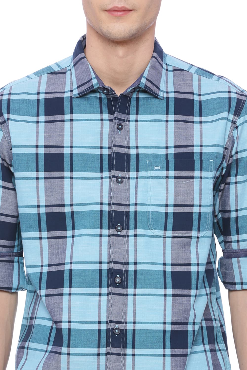 BASICS SLIM FIT CHECKS SHIRT