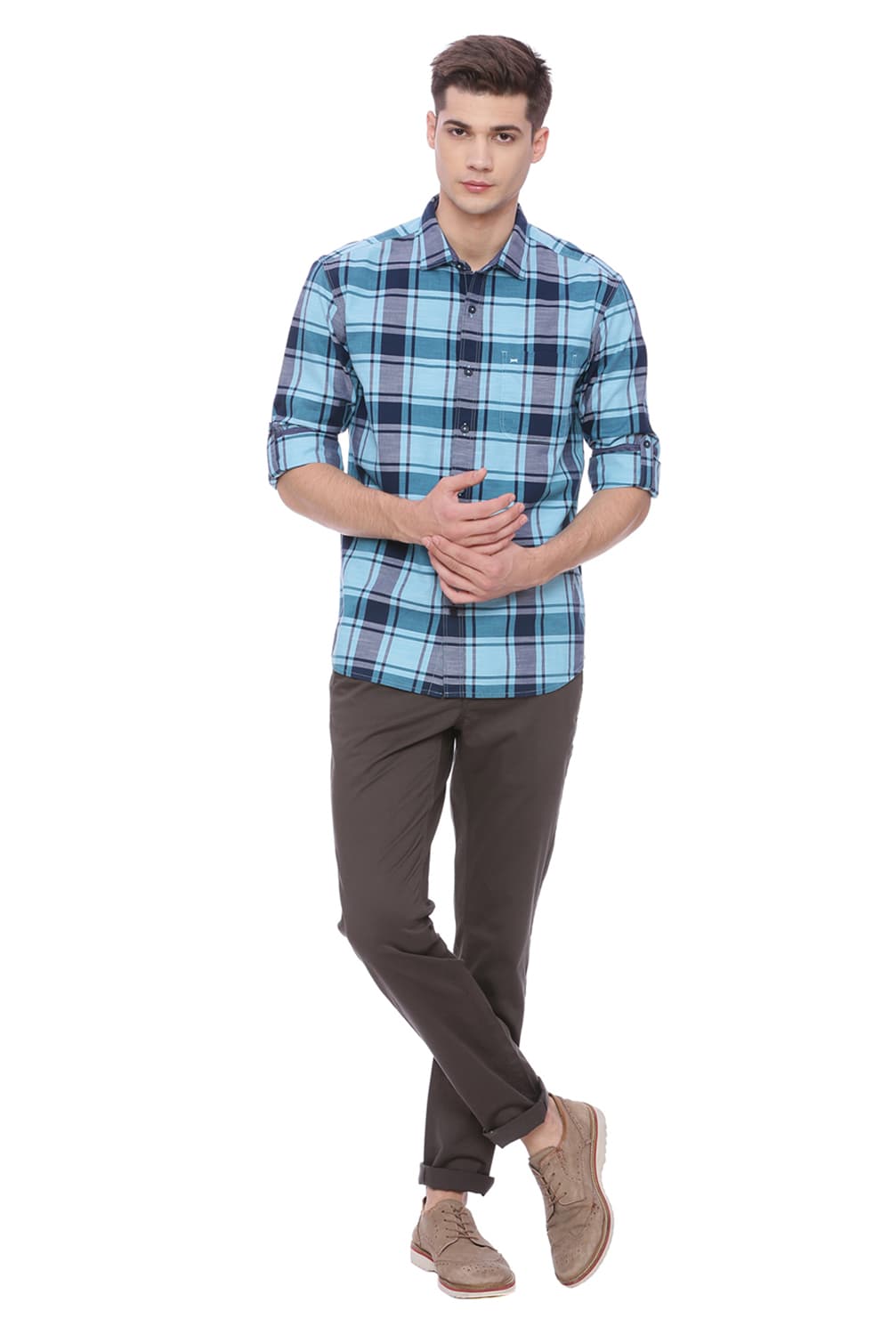 BASICS SLIM FIT CHECKS SHIRT