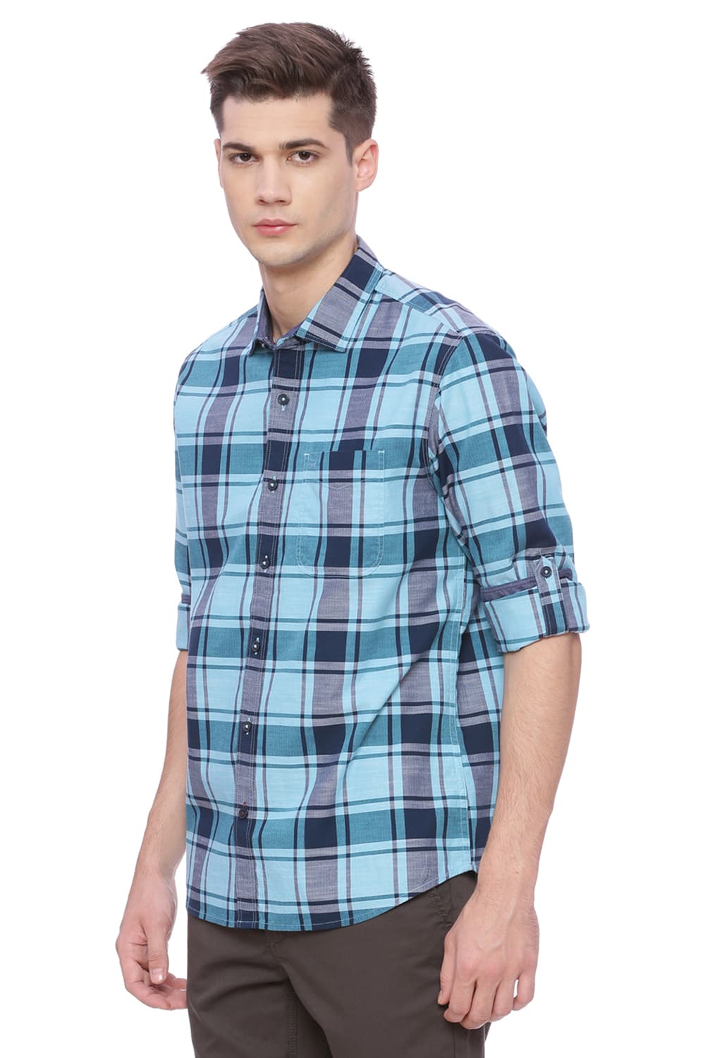 BASICS SLIM FIT CHECKS SHIRT