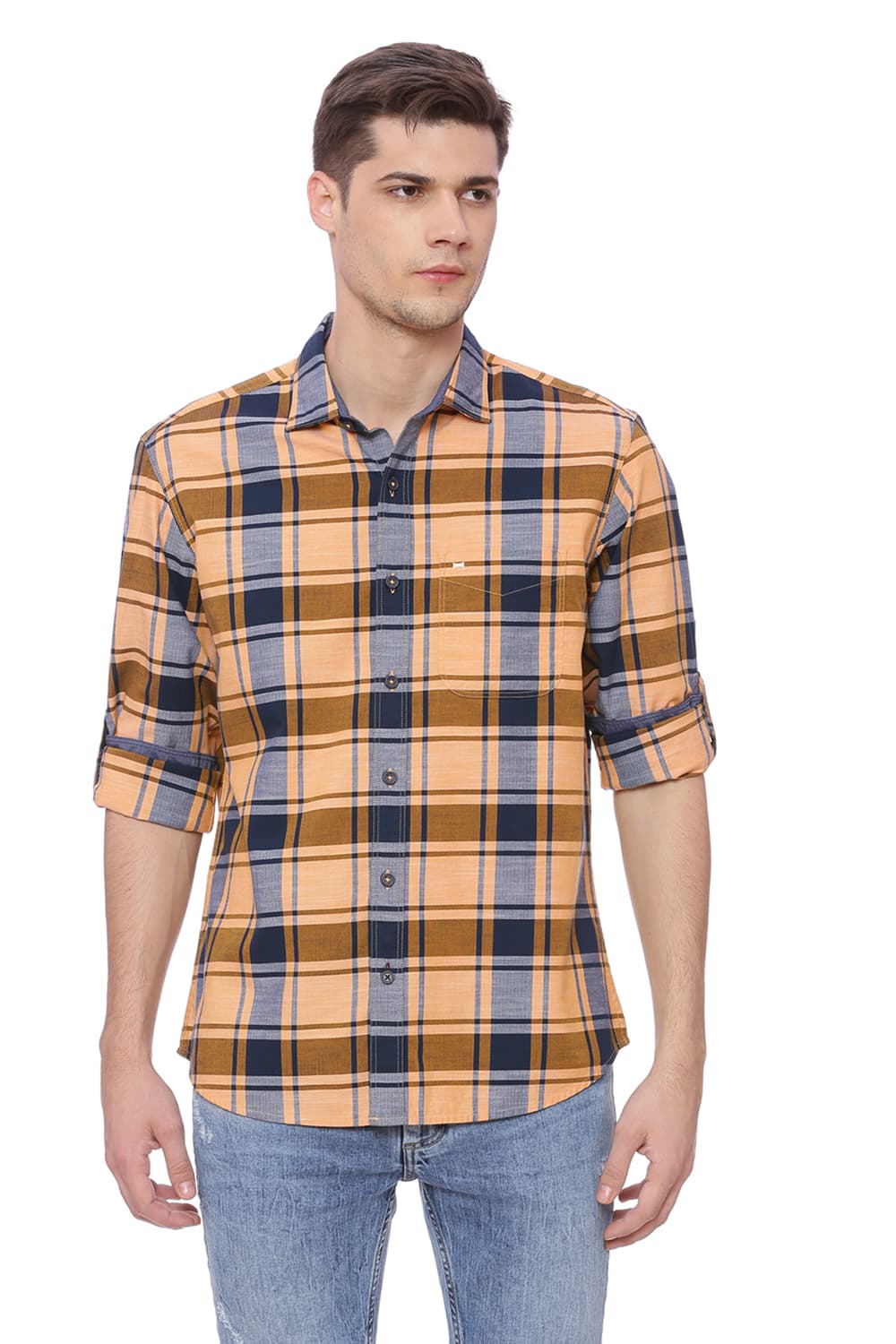 BASICS SLIM FIT CHECKS SHIRT