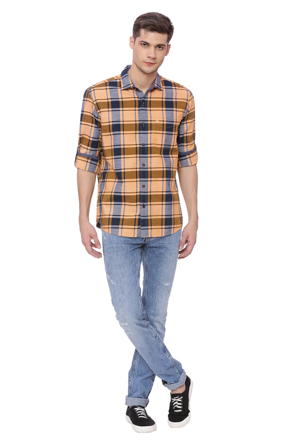 BASICS SLIM FIT CHECKS SHIRT