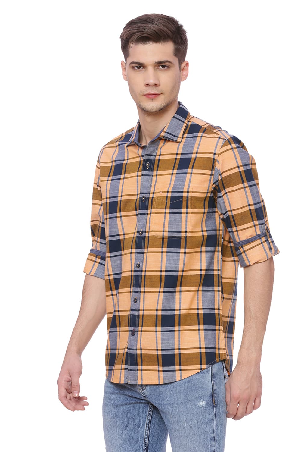 BASICS SLIM FIT CHECKS SHIRT