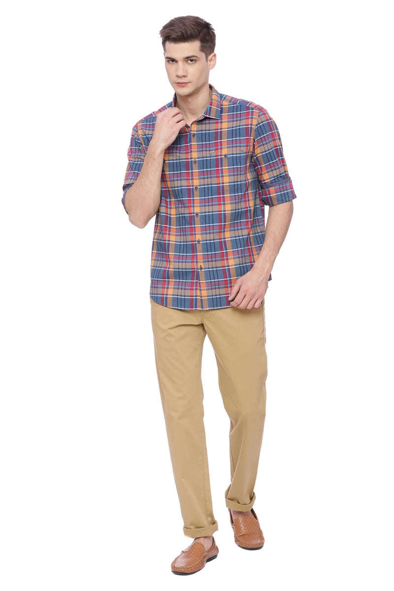 BASICS SLIM FIT CHECKS SHIRT