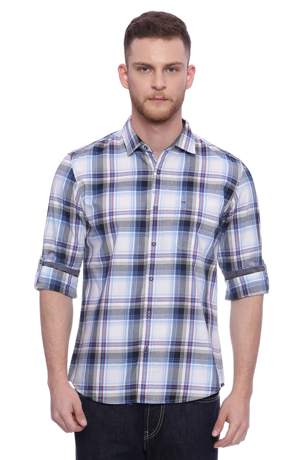 BASICS SLIM FIT CHECKS SHIRT