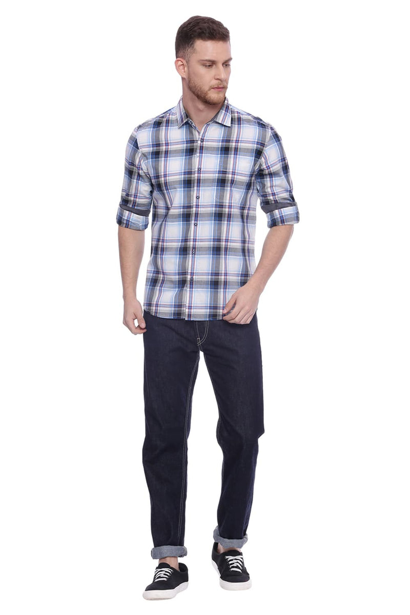 BASICS SLIM FIT CHECKS SHIRT