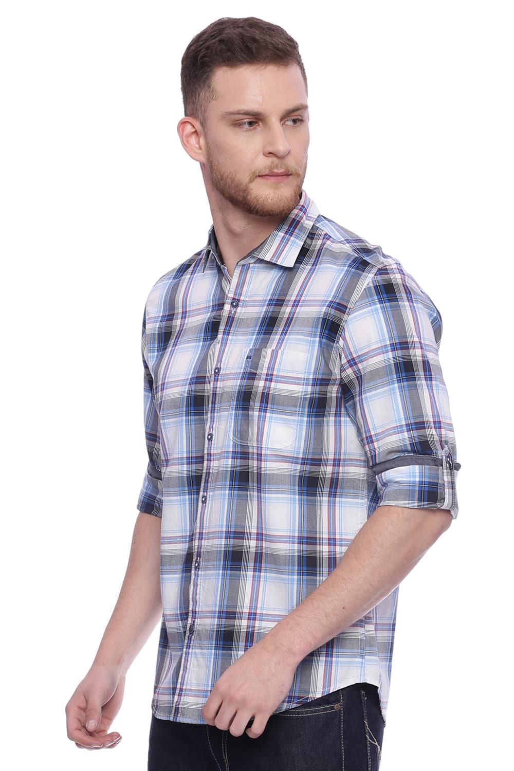 BASICS SLIM FIT CHECKS SHIRT