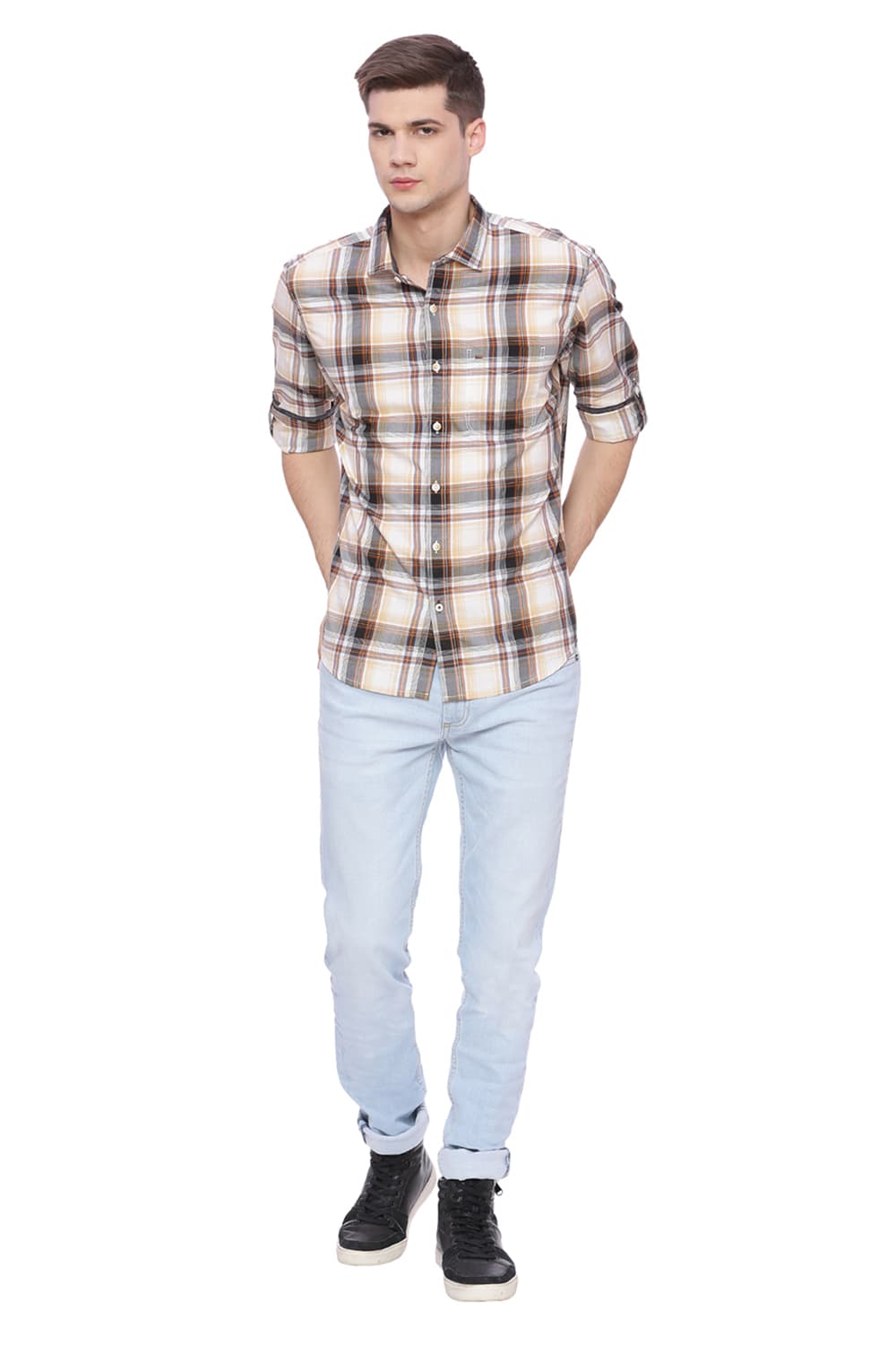 BASICS SLIM FIT CHECKS SHIRT