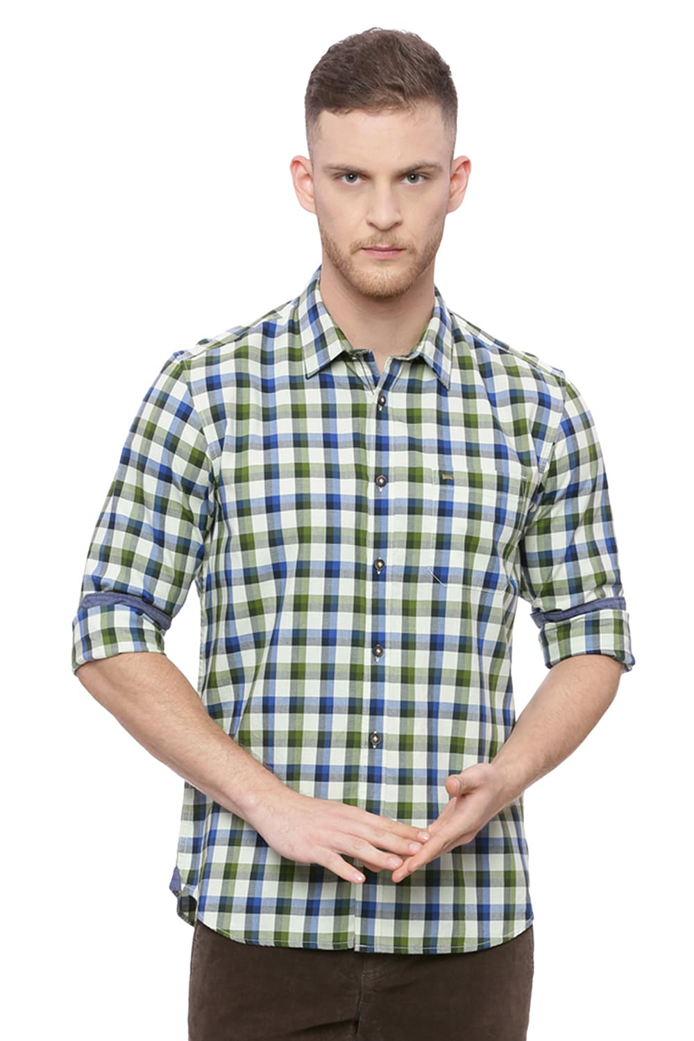 BASICS SLIM FIT CHECKS SHIRT