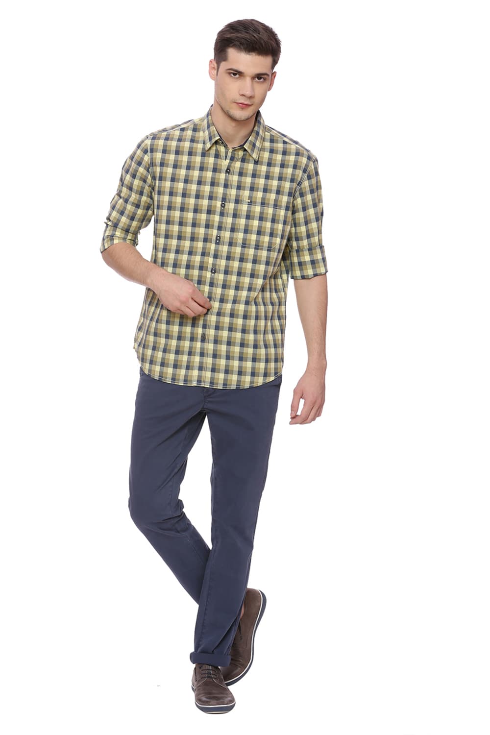 BASICS SLIM FIT CHECKS SHIRT