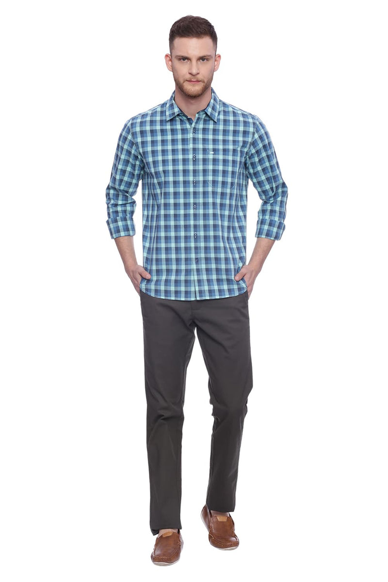 BASICS SLIM FIT CHECKS SHIRT